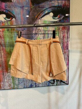 Alexis Tegan Short Fawn Small NWT Rope Belt Linen Twill